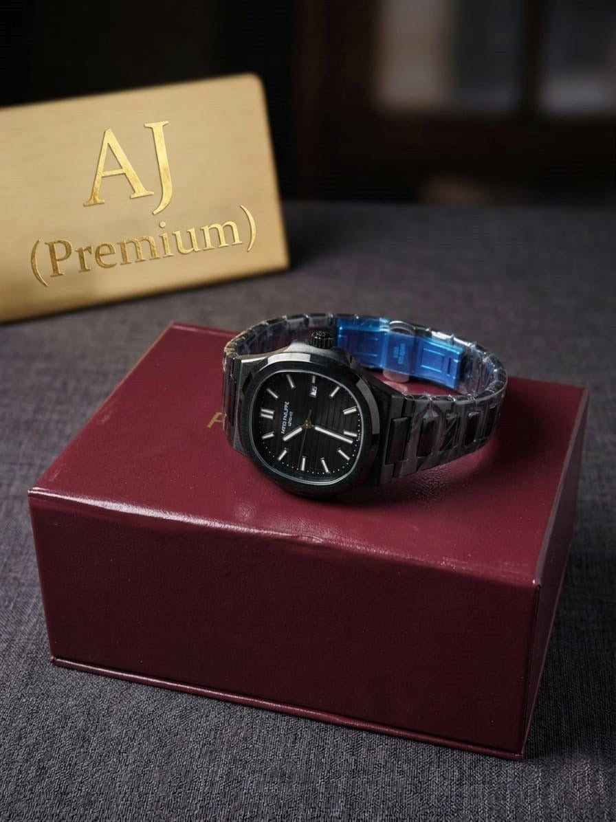 Watch on a red box with 'AJ Premium' branding in the background