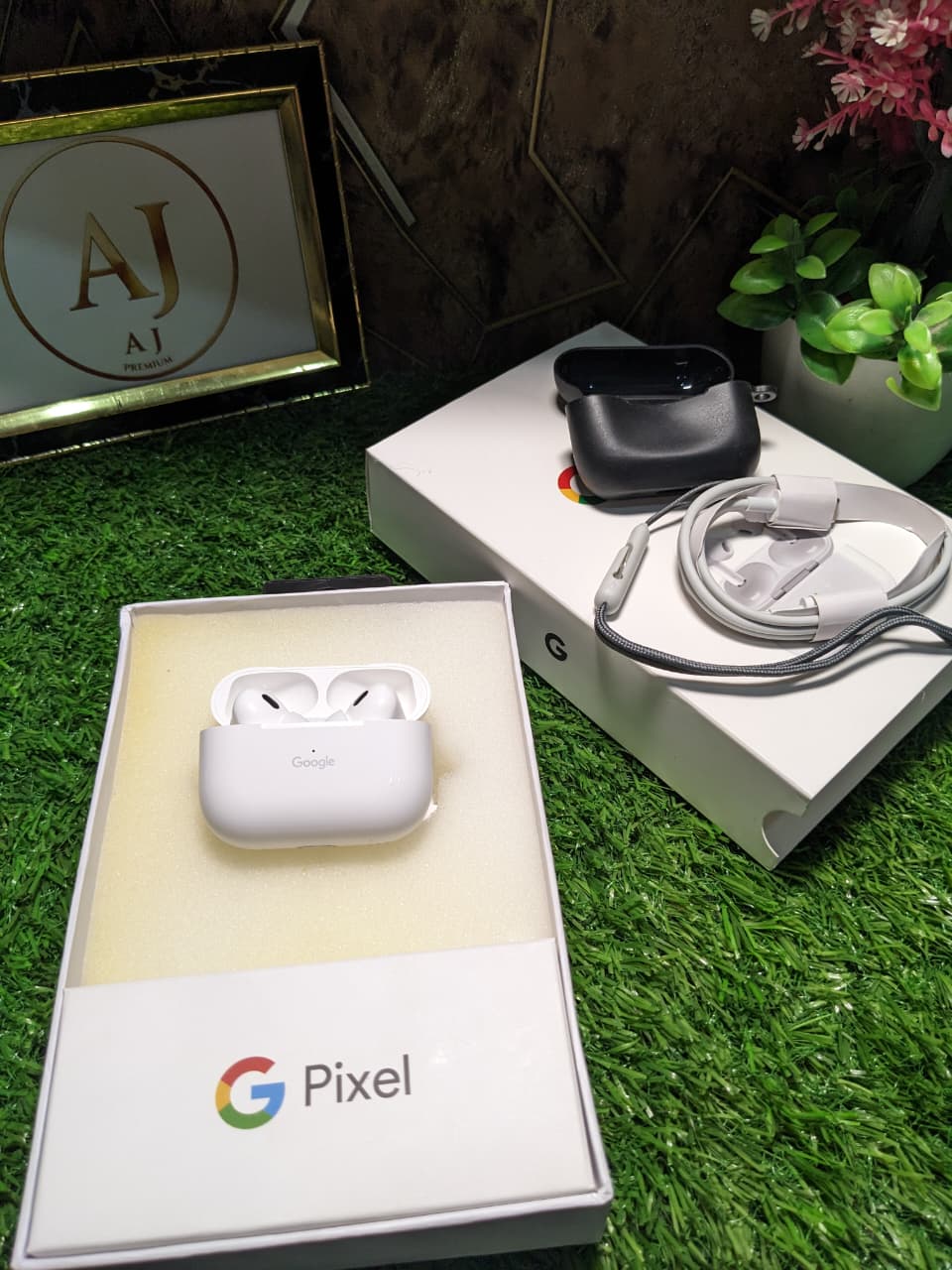 Google pixel earbuds or airpods opening box with hands original video